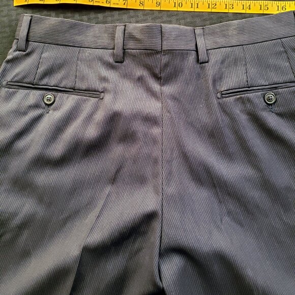 Saks Fifth Avenue, NWT, Navy Blue fine line pinstripe, 36 waist unhemmed - Picture 8 of 9